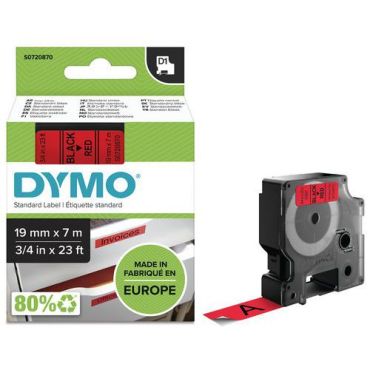 Dymo D1 tarra punainen tausta / musta teksti 19 mm 7 m ekologinen