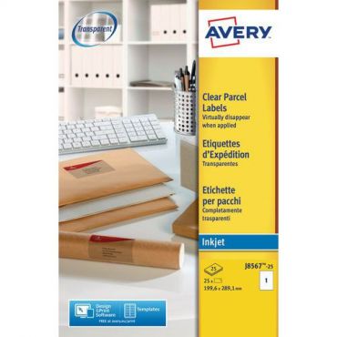 Avery - Läpinäkyvät kuljetustarrat mustesuihkutulostimille 210x297 mm