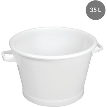 Gilac - Pyöreä muoviastia 35 L - Valkoinen - Kestävä ja kierrätettävä - Varastointiin ja keittiöön