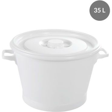 Gilac - Pyöreä muoviastia 35 L - Valkoinen - Kestävä ja kierrätettävä - Varastointiin ja keittiöön