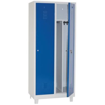 Manutan Expert - Pukukaappi Classic 400 - 2 kaappia jalat avain harmaa/sininen - 3 lokeroa 1900x800x500mm