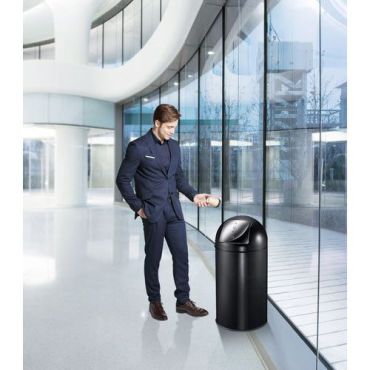 EKO - Roskakori Push Bin 40 L - Musta teräs - Työnnä aukko - Sisäkäyttöön