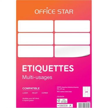 Office star - 2400 etikettiä office star 70 x 37 mm