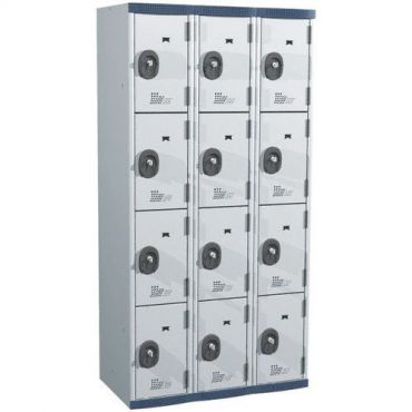 Acial - Monobloc-kaappi jossa 3 osiota joissa 4 osastoa k1 800 x l900 x s500 avainlukko vaaleanharmaa