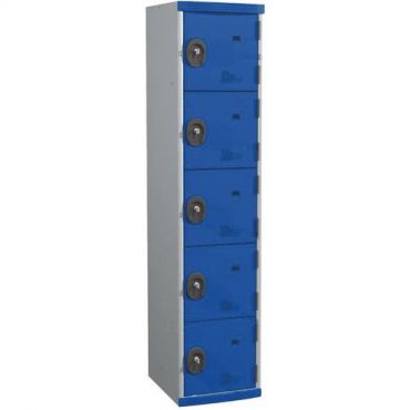 Acial - Yksiosainen kaappi jossa 1 osio jossa 5 osastoa k1 800 x l400 x s500 avainlukko vaaleanharmaa/sininen