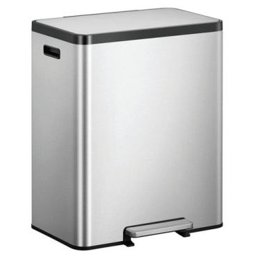 EKO - Roskakori polkimella EcoCasa II - 60L (30+30L) - Kierrätys - Hopea/Sinkki