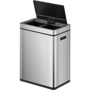 EKO - Roskakori anturilla Mirage Plus 30+30L - Jätelajittelu Ruostumaton teräs Hopea/sinkki