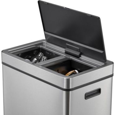 EKO - Roskakori anturilla Mirage Plus 30+30L - Jätelajittelu Ruostumaton teräs Hopea/sinkki