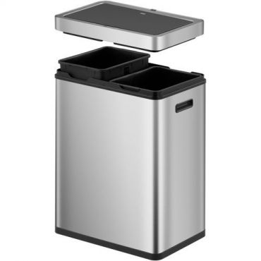 EKO - Roskakori anturilla Mirage Plus 30+30L - Jätelajittelu Ruostumaton teräs Hopea/sinkki