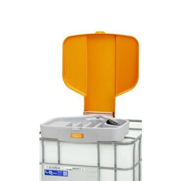 Cemo - Täyttösuppilo IBC-säiliöön saranoidulla kannella - 0.5 L tilavuus - Polyeteeni - Harmaa