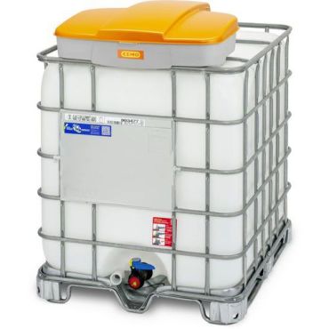 Cemo - Täyttösuppilo IBC-säiliöön saranoidulla kannella - 0.5 L tilavuus - Polyeteeni - Harmaa