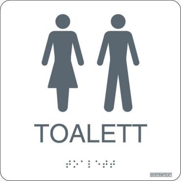 Systemtext - Taktiilinen WC-kyltti naisille/miehille - Valkoinen Quadrant 150x150mm