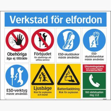 Systemtext - Sähköautojen korjaamo opaste - 780x625mm - Kierrätetty 99%