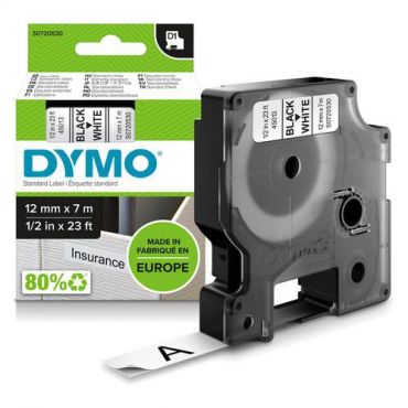 Dymo - Tarrakirjoitinnauha dymo d1 12 mm musta/valkoinen