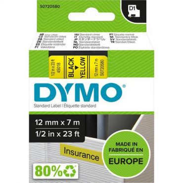 Dymo - Tarrakirjoitinnauha dymo d1 12 mm musta/keltainen