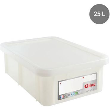 Gilac - Haccp-säiliö 25 l suorakulmainen kansilla - valkoinen