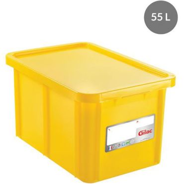Gilac - Haccp-säiliö 55 l suorakaiteen muotoinen kannella - keltainen