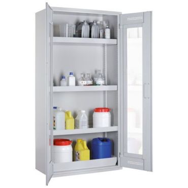LaCont - Kemikaalikaappi CHS 950 GL - 950x500x1950mm - Teräs Harmaa Pleksiovi