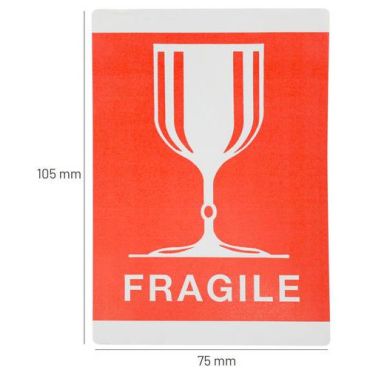 BBA Emballages - Turvallisuus- ja lähetysmerkintä FRAGILE GLASS - 105 x 75 mm - 1000 kpl