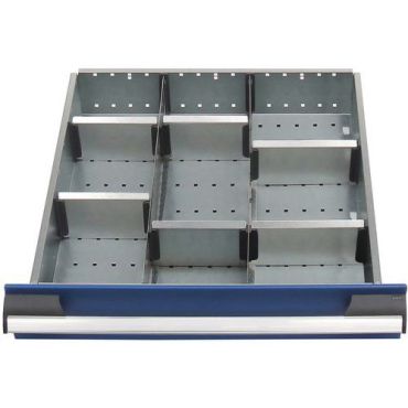 Bott - Laatikkolokero 10 lokerolla - 525x525x75 mm - Hopea