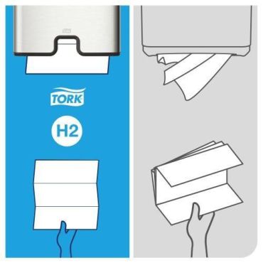 Tork - Paperipyyhe moninkertainen pehmeä - 2 kerrosta - 150 arkkia/pakkaus - Valkoinen - H2 Premium - Ympäristöystävällinen