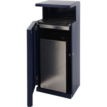 Vepabins - Ulkoroskakori sadesuojalla 55L sininen - Alumiini 103cm korkea tuhka-astia