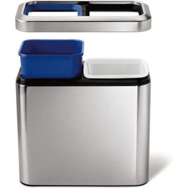 Simplehuman - Roskakori slim open recycler 20 l ruostumatonta terästä