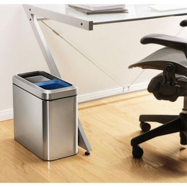 Simplehuman - Roskakori slim open recycler 20 l ruostumatonta terästä
