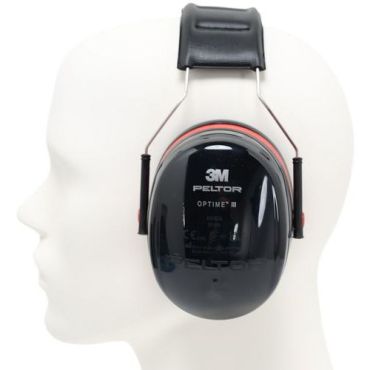3M - Kuulonsuojain Optime III Pääsanka - Musta Punainen - 34 dB meluvaimennus - EN 352-1