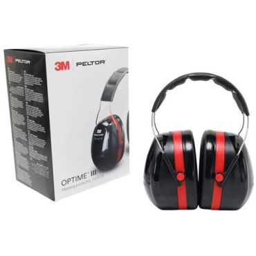 3M - Kuulonsuojain Optime III Pääsanka - Musta Punainen - 34 dB meluvaimennus - EN 352-1