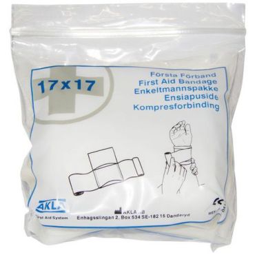 Akla - Kompressi 17x17 cm kiinnitetyllä siteellä 4 m x 8 cm