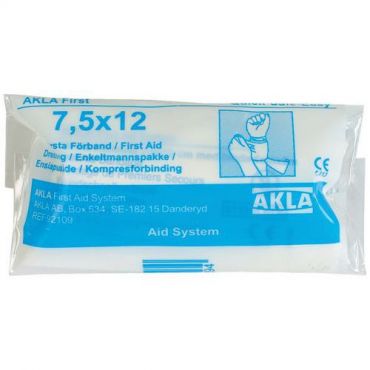 Akla - Kompressi 7,5x12 cm kiinnitetyllä siteellä 2 m x 6 cm