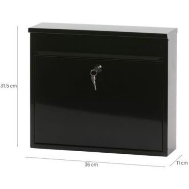 V-Part - Seinään kiinnitettävä postilaatikko - 31,5 cm korkea musta ruostumaton teräs - Tilava 11 litraa