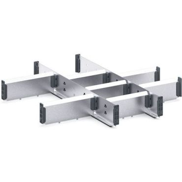 Bott - Laatikkolokero 10 lokerolla - 525x525x75 mm - Hopea