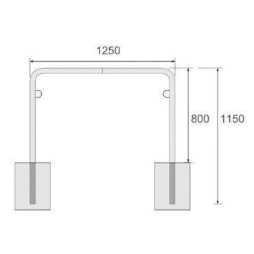 Pyöräteline R30 valettu 2 pyörälle hopea 1250x1150 mm 9 kg