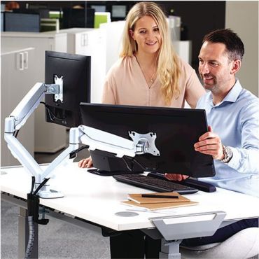Fellowes - Kahden näytön varsi Eppa - Valkoinen - 8 kg maksimikuorma - Säädettävä korkeus 140-406 mm - Ergonominen