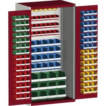 Bott - Työpajakaappi säilytyslaatikoilla 2000x1050 mm Punainen - 150 laatikkoa - Teräs - 1500 kg kuorma
