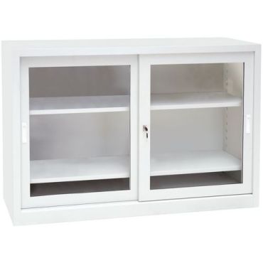 Manutan Expert - Matala kaappi CH 100x150x45 - Läpinäkyvä ovi teräs 4 hyllyä 250 kg kuormitus 10v takuu