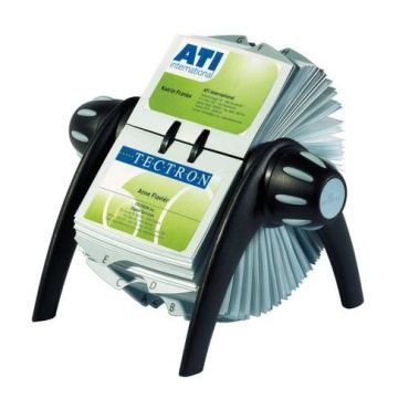 Durable - VISIFIX flip käyntikorttikansio - 400 korttia - Harmaa/Musta - ABS - Kierrätettävä