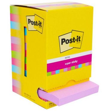 Post-it - Super Sticky - Muistilaput 76x76mm - 12 lohkoa sekavärejä - 90 arkkia/lohko