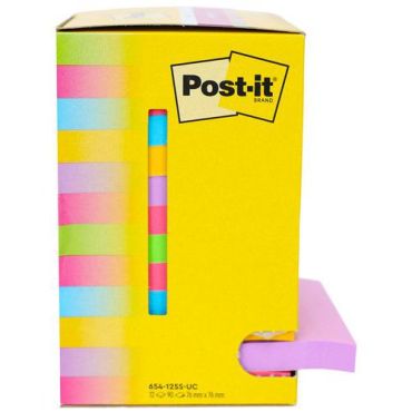 Post-it - Super Sticky - Muistilaput 76x76mm - 12 lohkoa sekavärejä - 90 arkkia/lohko