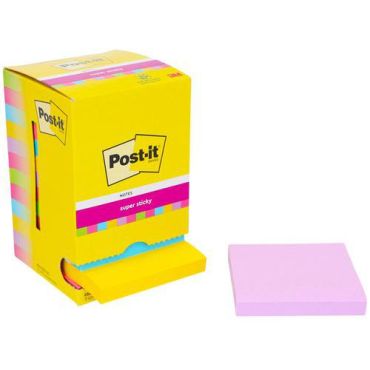 Post-it - Super Sticky - Muistilaput 76x76mm - 12 lohkoa sekavärejä - 90 arkkia/lohko