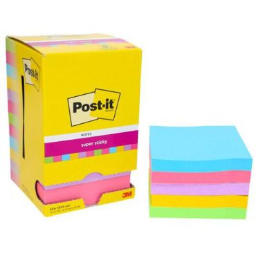 Post-it - Super Sticky - Muistilaput 76x76mm - 12 lohkoa sekavärejä - 90 arkkia/lohko