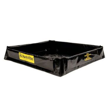 Justrite - Keräysallas tyhjennysventtiilillä - PVC 114 L Musta 900x900x152 mm