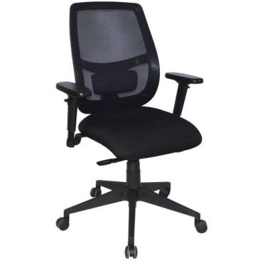 Toimistotuoli Patricia - Ergonominen kangastuoli säädettävällä ristiselän tuella ja käsinojilla - Musta
