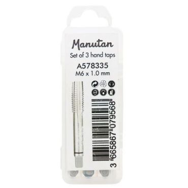 Manutan Expert - Käsikierretappisarja M6 x 1,0 mm 3 kpl teräs poraamiseen