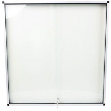 Manutan Expert - Ilmoitustaulukaappi 2 liukuovea - 890x661 mm - Magneettinen Alumiinikehys
