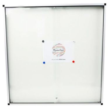 Manutan Expert - Ilmoitustaulukaappi 2 liukuovea - 890x661 mm - Magneettinen Alumiinikehys