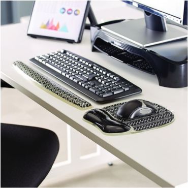 Fellowes - Ergonominen hiirimatto geelirannetuella - chevron