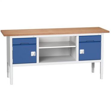 Bott - Työpöytä l:2000xs:600xk:830-930mm vaneri 2 laatikkoa 1 hylly